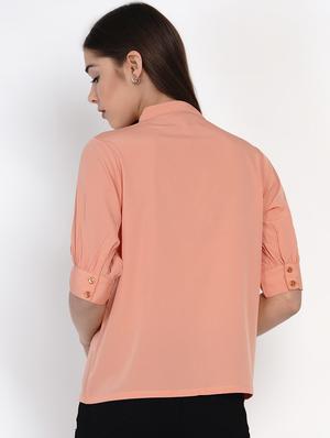 peach solid pintucks regular shirt - 18329852 - Standard Image - 3