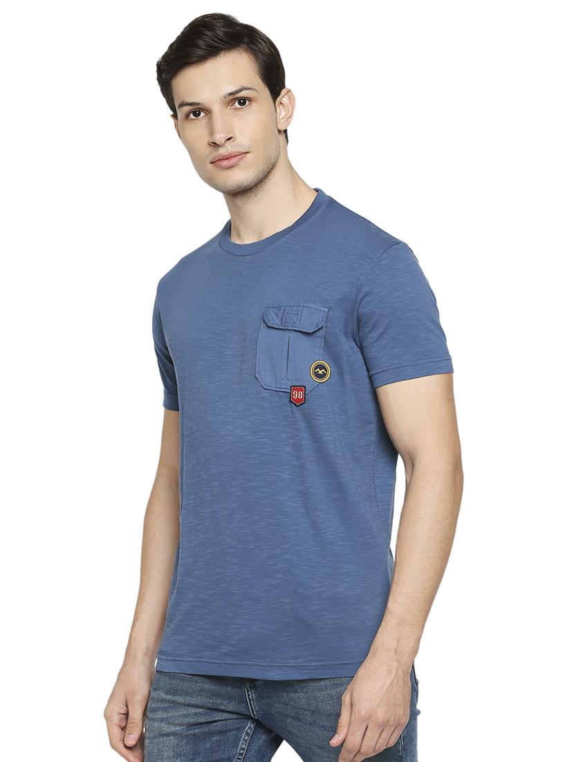 blue solid t-shirt - 18329980 - Zoom Image - 2