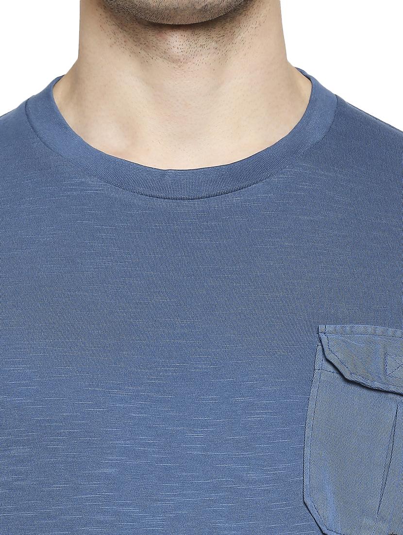 blue solid t-shirt - 18329980 - Zoom Image - 5
