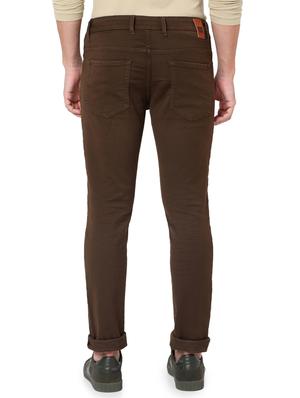 brown cotton flat front casual trousers - 18330059 - Standard Image - 3