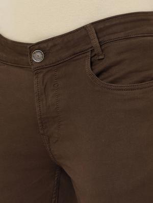 brown cotton flat front casual trousers - 18330059 - Standard Image - 5