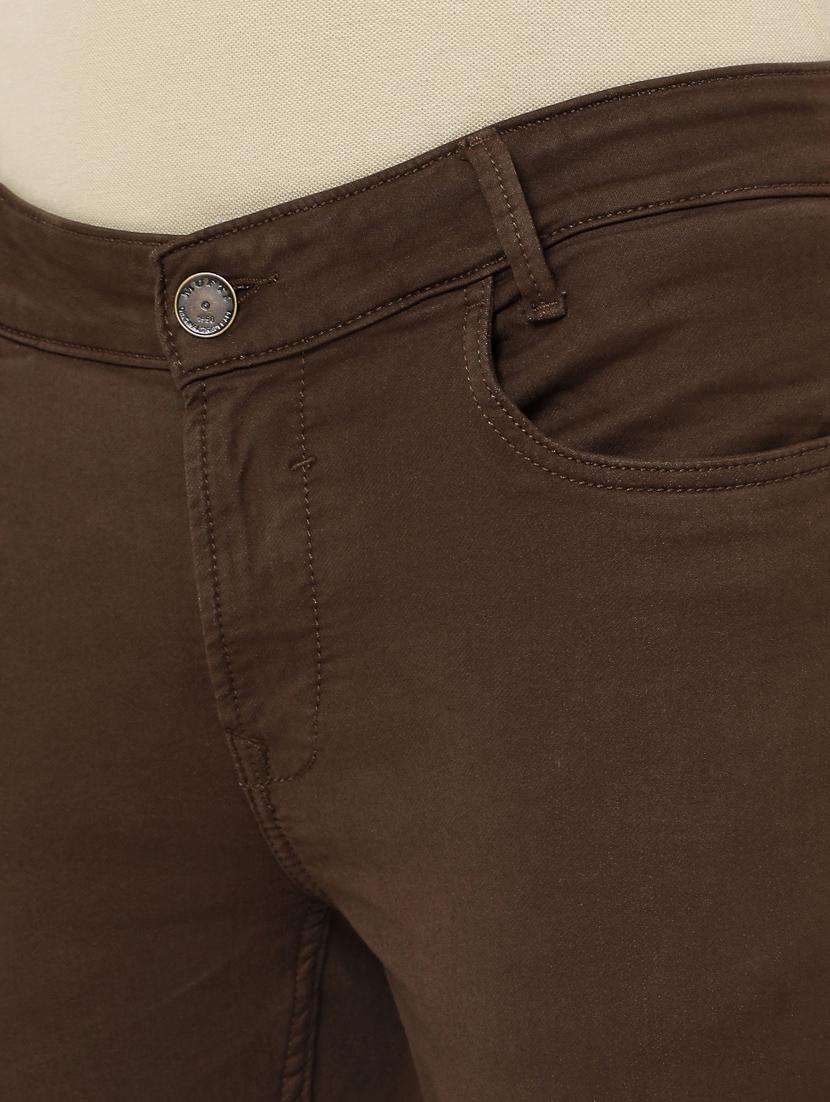 brown cotton flat front casual trousers - 18330059 - Zoom Image - 5
