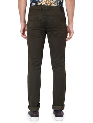 green cotton flat front casual trousers - 18330062 - Standard Image - 3