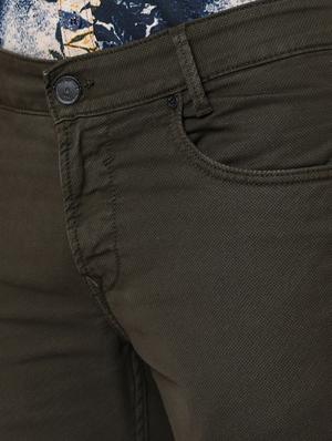 green cotton flat front casual trousers - 18330062 - Standard Image - 5