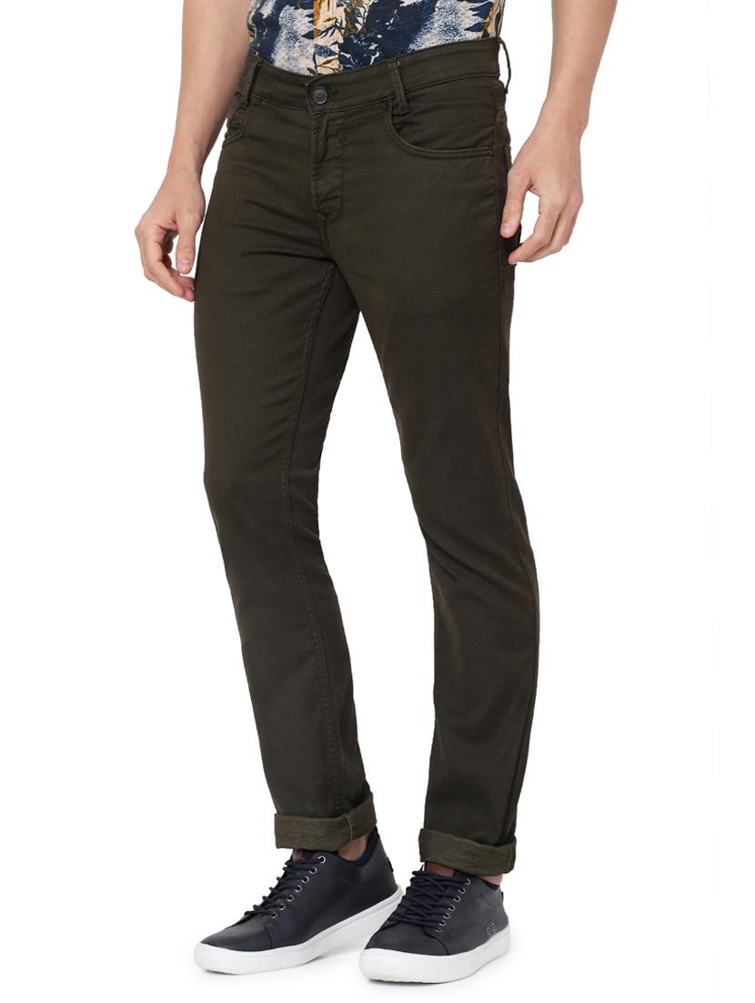 green cotton flat front casual trousers - 18330062 - Zoom Image - 2