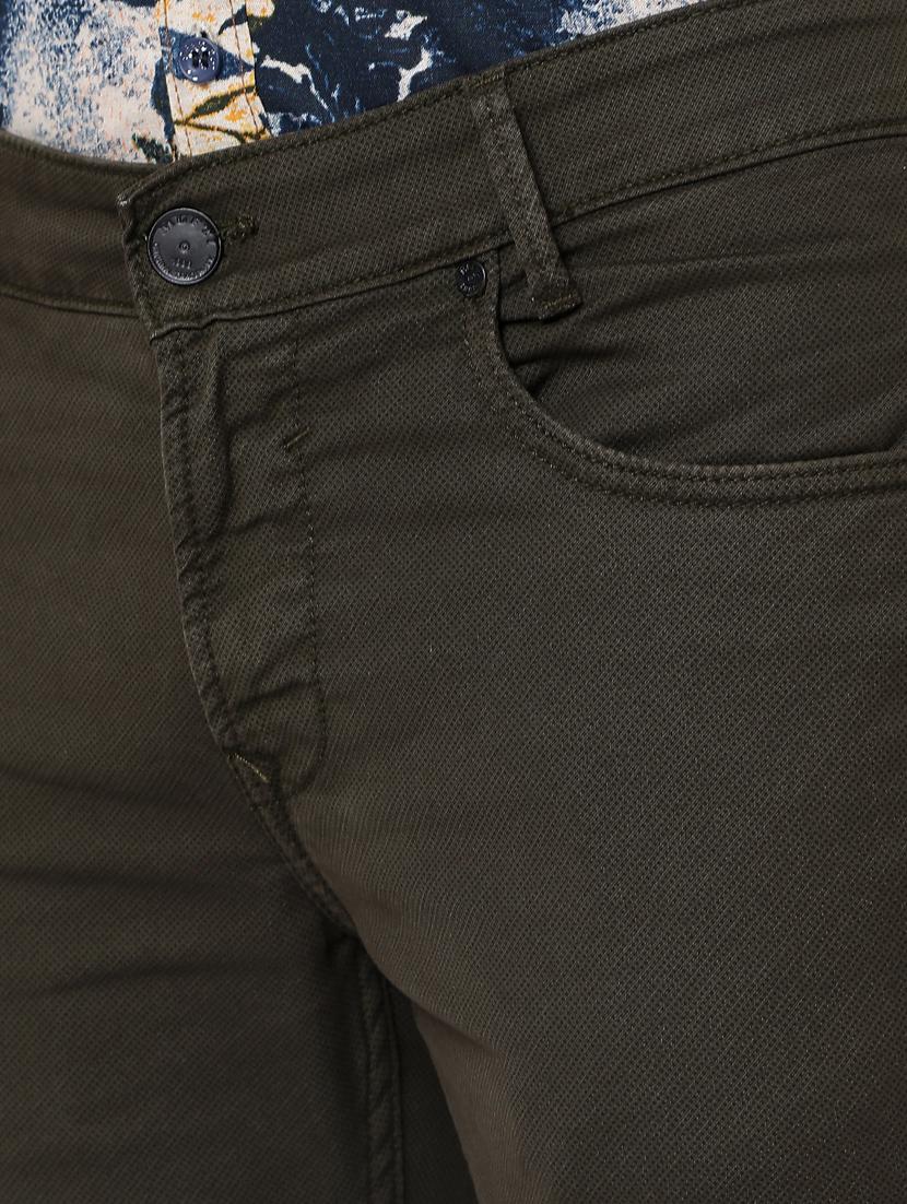 green cotton flat front casual trousers - 18330062 - Zoom Image - 5