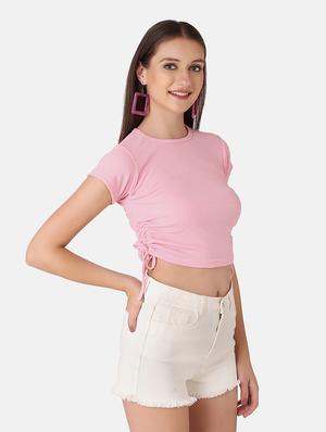 pink cotton blend crop top - 18330070 - Standard Image - 2