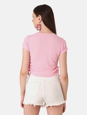 pink cotton blend crop top - 18330070 - Standard Image - 3