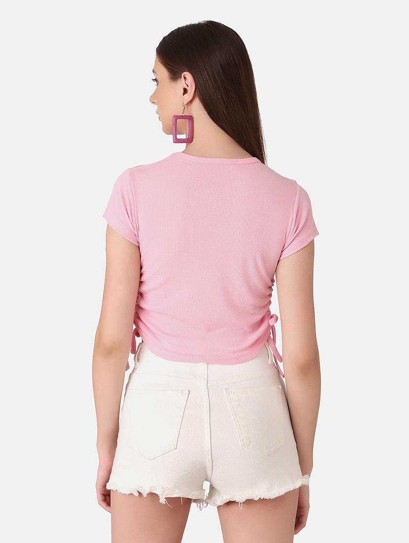 pink cotton blend crop top - 18330070 - Zoom Image - 3