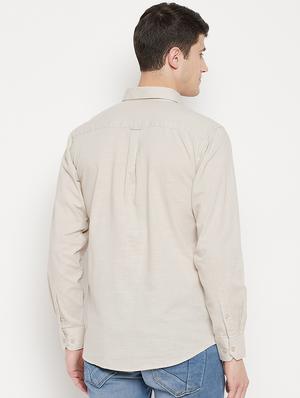 beige solid casual shirt - 18330390 - Standard Image - 3