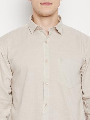 beige solid casual shirt - 18330390 - Standard Image - 5