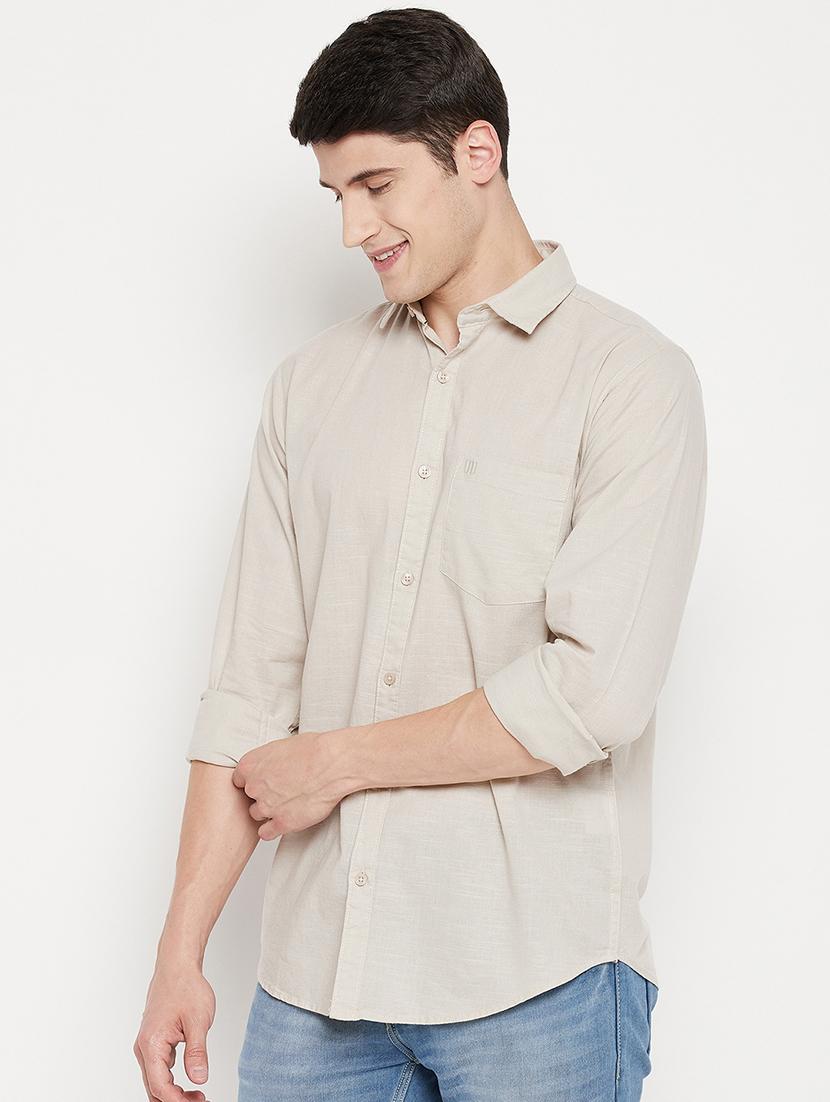 beige solid casual shirt - 18330390 - Zoom Image - 2