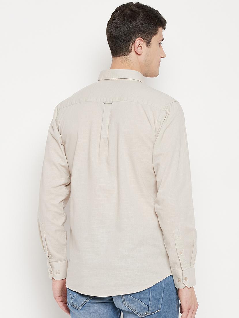 beige solid casual shirt - 18330390 - Zoom Image - 3