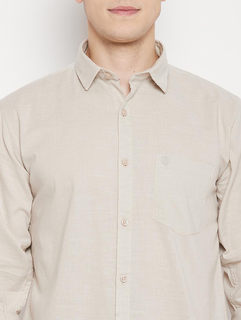 beige solid casual shirt - 18330390 - Zoom Image - 5