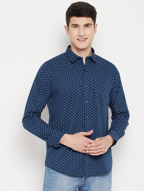 navy blue printed casual shirt - 18330392 - Standard Image - 1