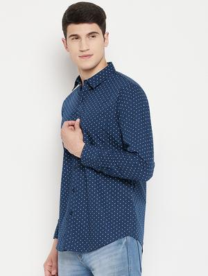 navy blue printed casual shirt - 18330392 - Standard Image - 2
