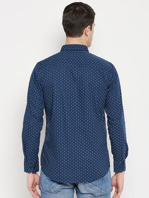 navy blue printed casual shirt - 18330392 - Standard Image - 3