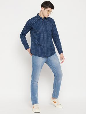 navy blue printed casual shirt - 18330392 - Standard Image - 4