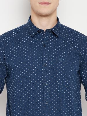 navy blue printed casual shirt - 18330392 - Standard Image - 5