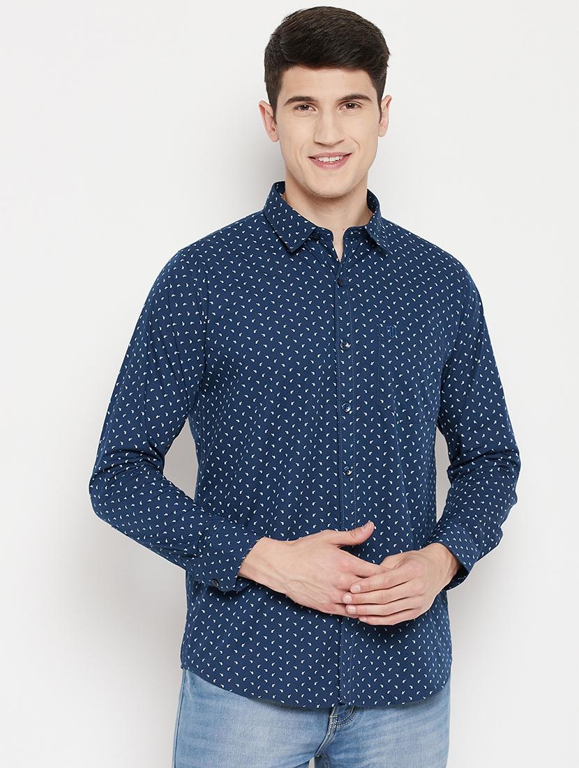 navy blue printed casual shirt - 18330392 - Zoom Image - 1