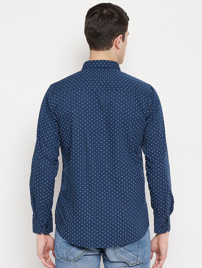 navy blue printed casual shirt - 18330392 - Zoom Image - 3