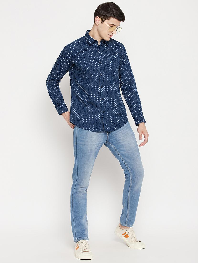 navy blue printed casual shirt - 18330392 - Zoom Image - 4