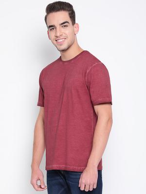 maroon solid casual t-shirt - 18330445 - Standard Image - 2