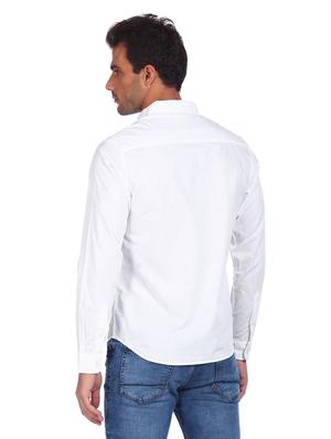 white color block casual shirt - 18331064 - Standard Image - 2