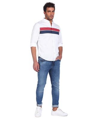 white color block casual shirt - 18331064 - Standard Image - 3