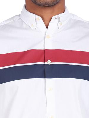 white color block casual shirt - 18331064 - Standard Image - 5