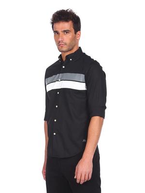 black color block casual shirt - 18331065 - Standard Image - 2