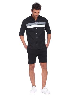 black color block casual shirt - 18331065 - Standard Image - 4