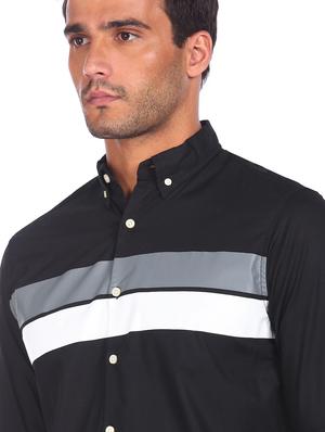 black color block casual shirt - 18331065 - Standard Image - 5