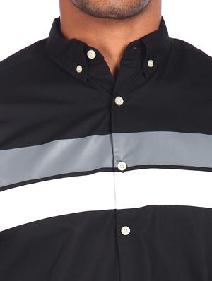 black color block casual shirt - 18331065 - Standard Image - 6