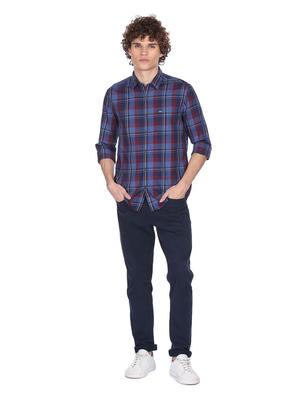 blue cotton checked casual shirt - 18331171 - Standard Image - 3