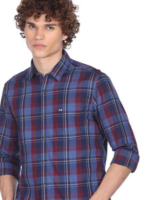 blue cotton checked casual shirt - 18331171 - Standard Image - 4