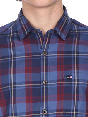 blue cotton checked casual shirt - 18331171 - Standard Image - 6