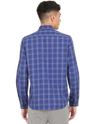 blue cotton checked casual shirt - 18331232 - Standard Image - 2