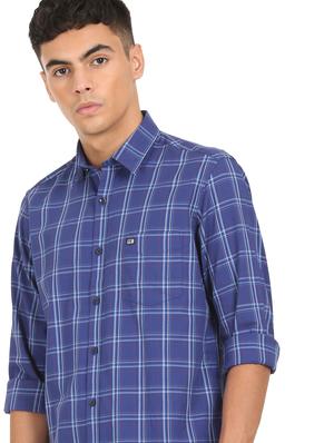 blue cotton checked casual shirt - 18331232 - Standard Image - 4
