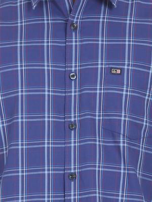 blue cotton checked casual shirt - 18331232 - Standard Image - 6