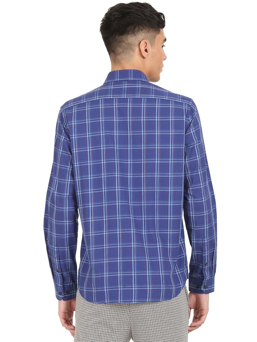 blue cotton checked casual shirt - 18331232 - Zoom Image - 2