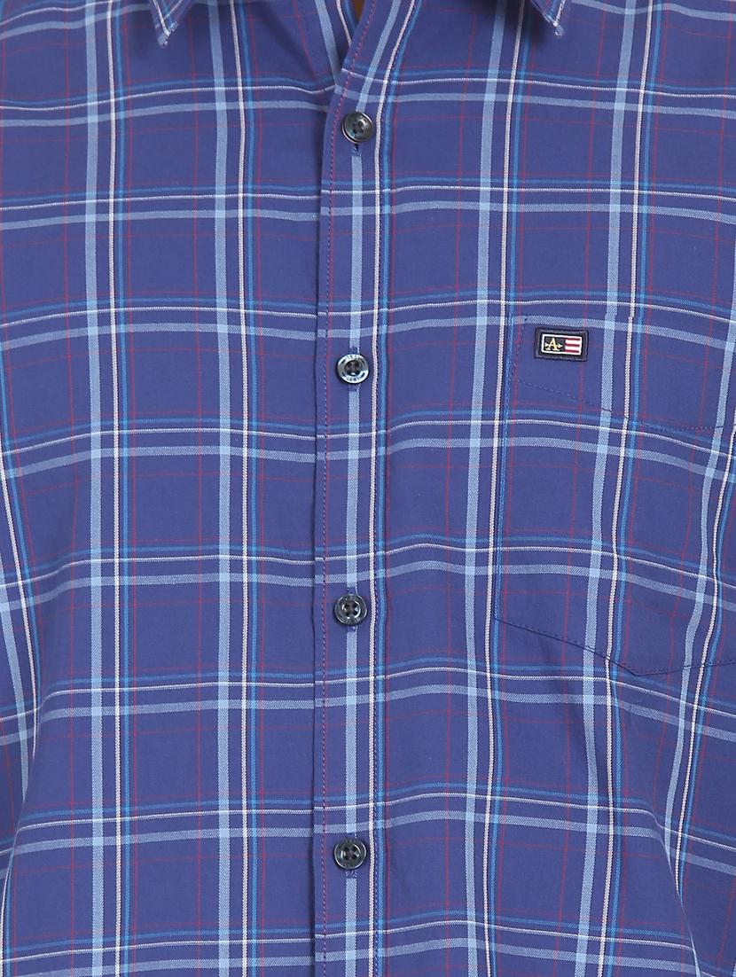 blue cotton checked casual shirt - 18331232 - Zoom Image - 6
