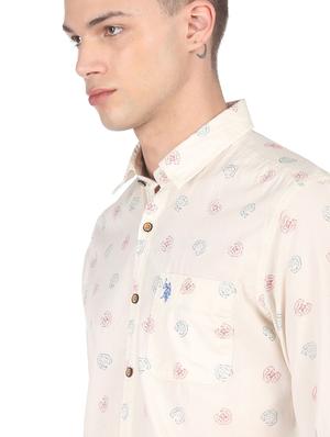 white printed casual shirt - 18331343 - Standard Image - 5