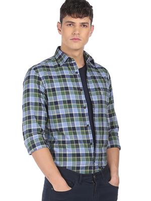 blue checkered casual shirt - 18331833 - Standard Image - 2