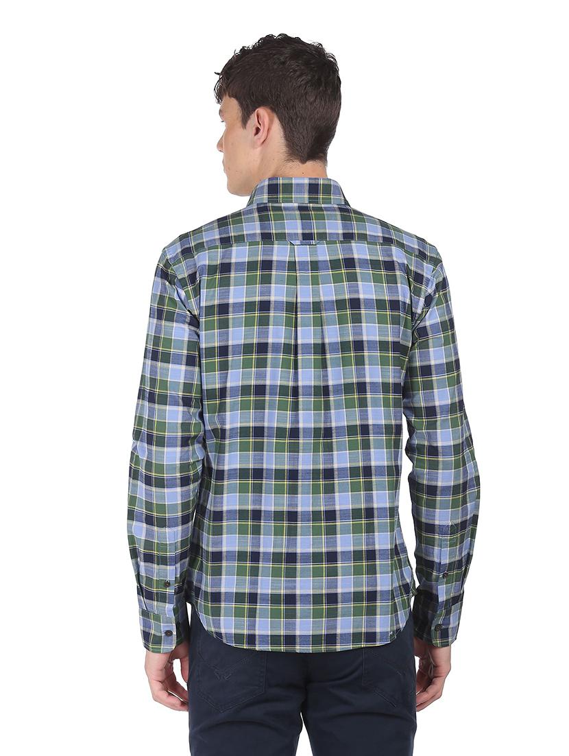 blue checkered casual shirt - 18331833 - Zoom Image - 3