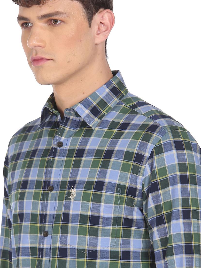 blue checkered casual shirt - 18331833 - Zoom Image - 5
