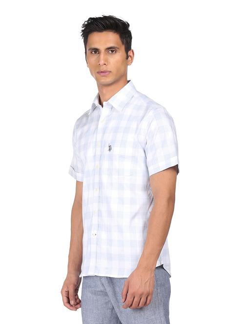 blue checkered casual shirt - 18331841 - Standard Image - 1