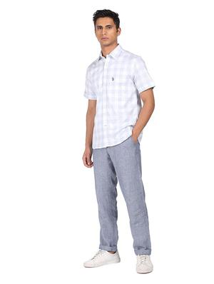 blue checkered casual shirt - 18331841 - Standard Image - 4