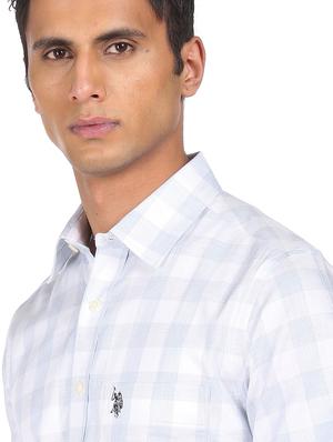 blue checkered casual shirt - 18331841 - Standard Image - 5