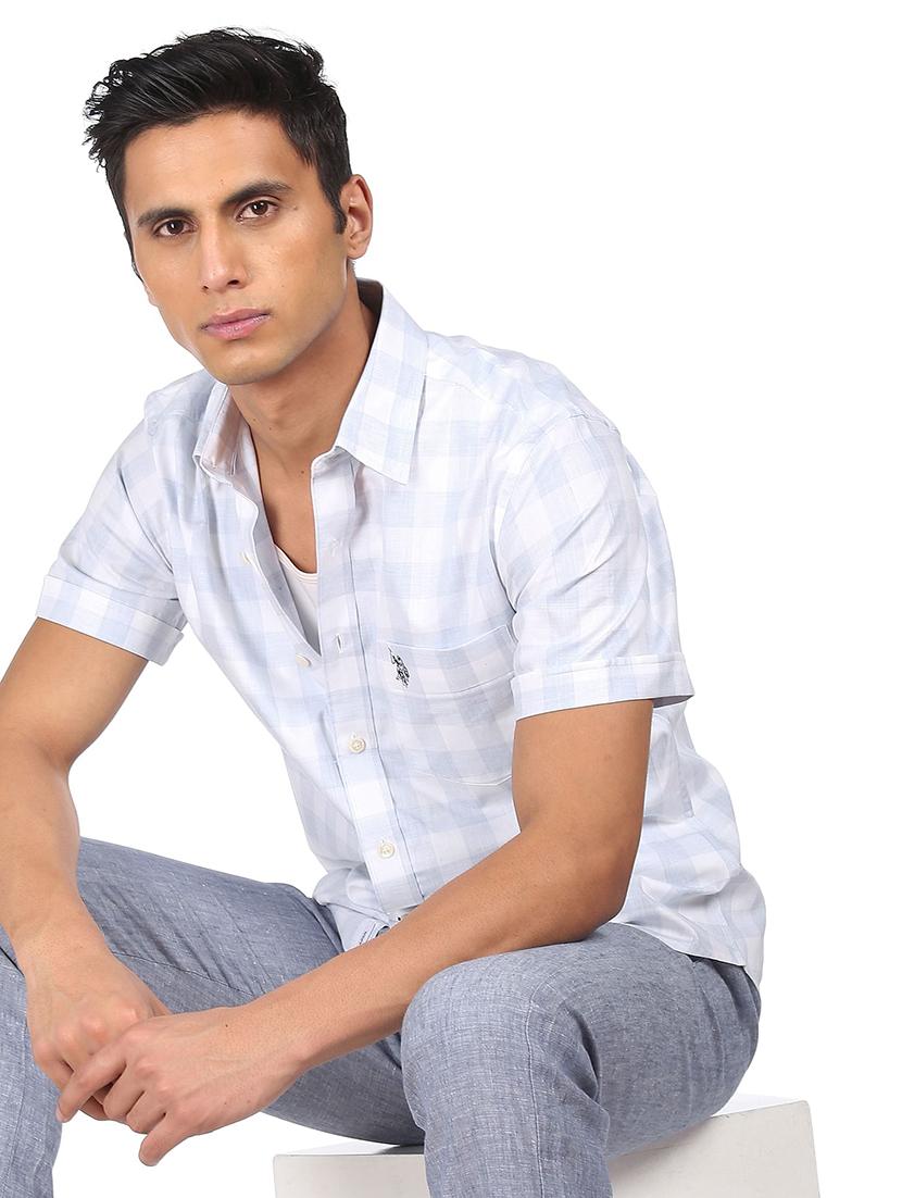 blue checkered casual shirt - 18331841 - Zoom Image - 2